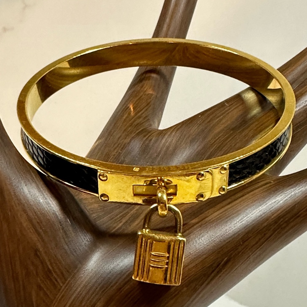 Hermes Kelly H Cadena Bangle Bracelet Gold Plated